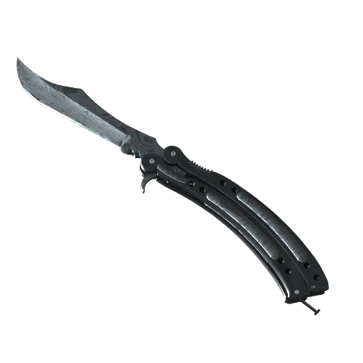 Cuchillo Mariposa ★ | Acero de damasco (Bastante desgastado)
