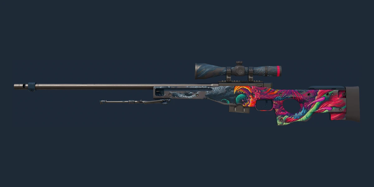 ตัวอย่าง AWP | Hyper Beast (มีรอยถลอกอย่างมาก)