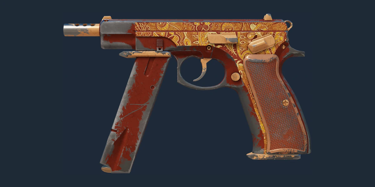 ตัวอย่าง CZ75-Auto | Honey Paisley (มีรอยถลอกอย่างมาก)