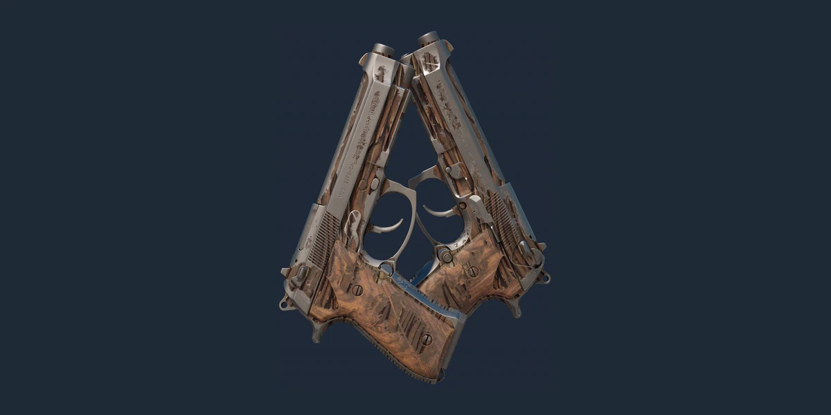 ตัวอย่าง Dual Berettas | Drift Wood (ถลอกปอกเปิกจากการรบ)
