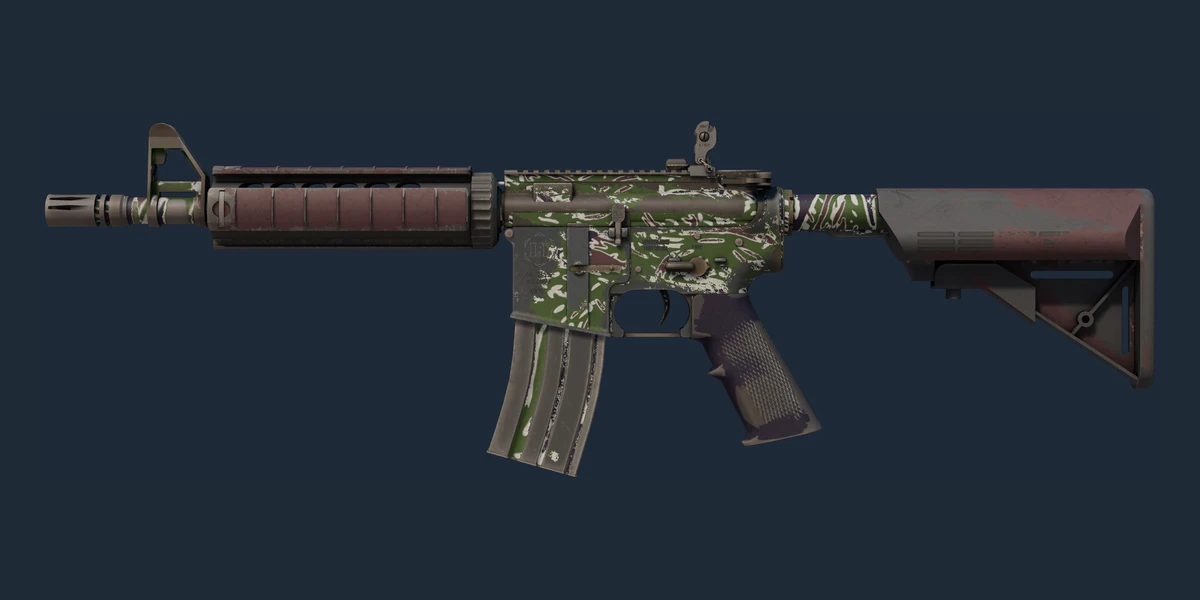 ตัวอย่าง M4A4 | Jungle Tiger (มีรอยถลอกอย่างมาก)