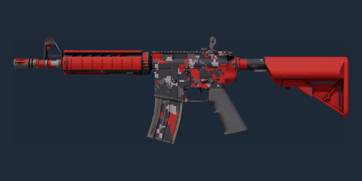 Предпросмотр: M4A4 | Пиксельный камуфляж «Красный» (Прямо с завода)
