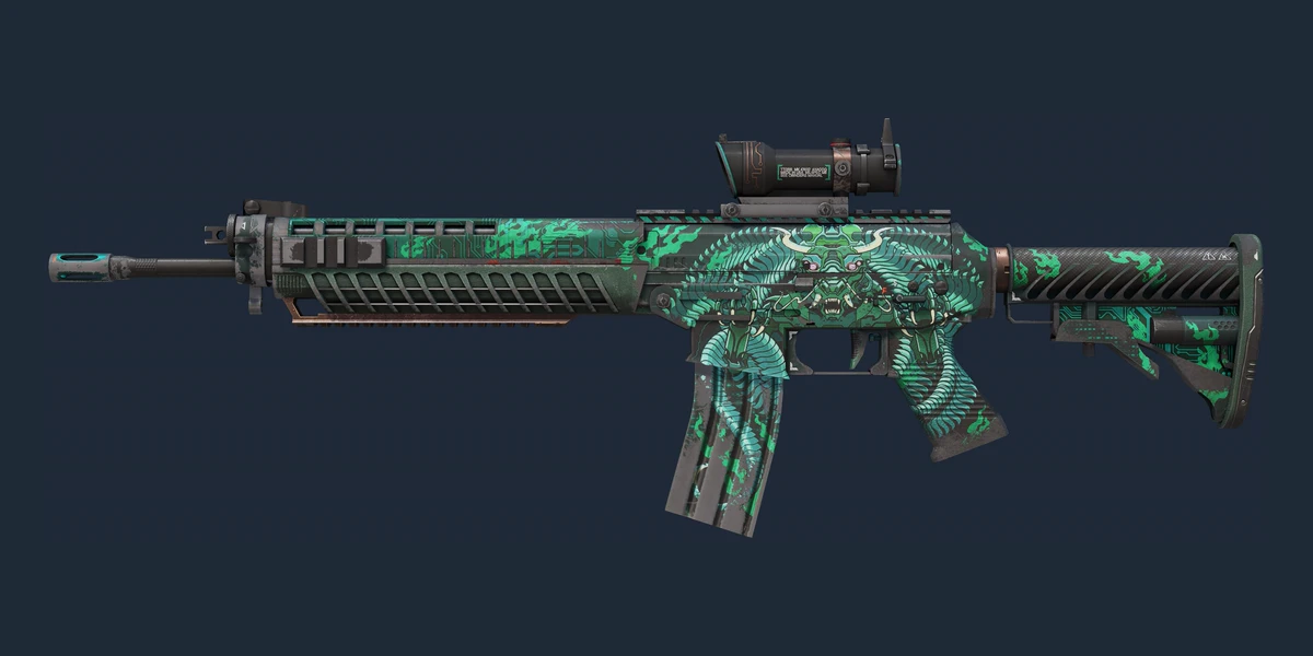 Náhled: SG 553 (StatTrak™) | Dragon Tech (Silně opotřebený)