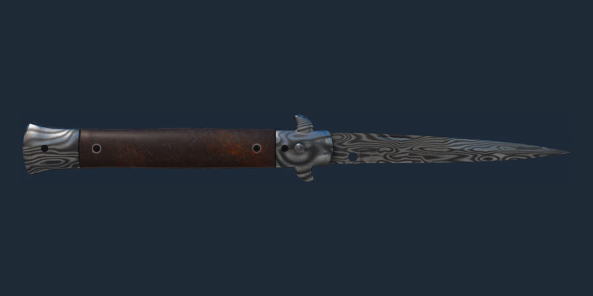 Náhled: Vystřelovací nůž ★ | Damascus Steel (Opotřebený)