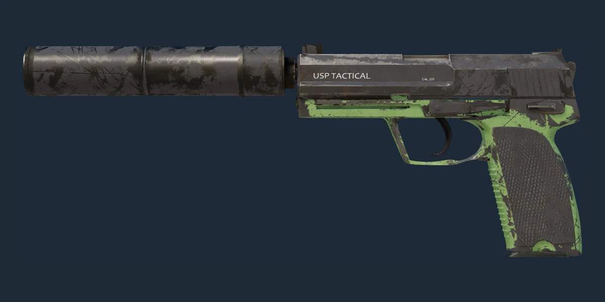 ตัวอย่าง USP-S | Para Green (มีรอยถลอกอย่างมาก)