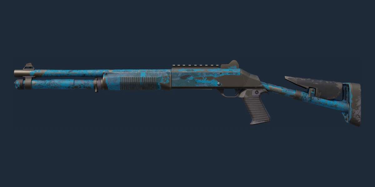 ตัวอย่าง XM1014 | VariCamo Blue (มีรอยถลอกอย่างมาก)